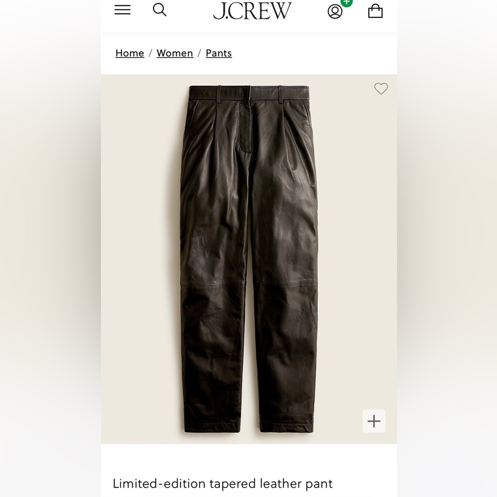JCrew collection leather tapered pant